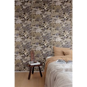 Papier peint tropical bronze avec arbres minutieux 2