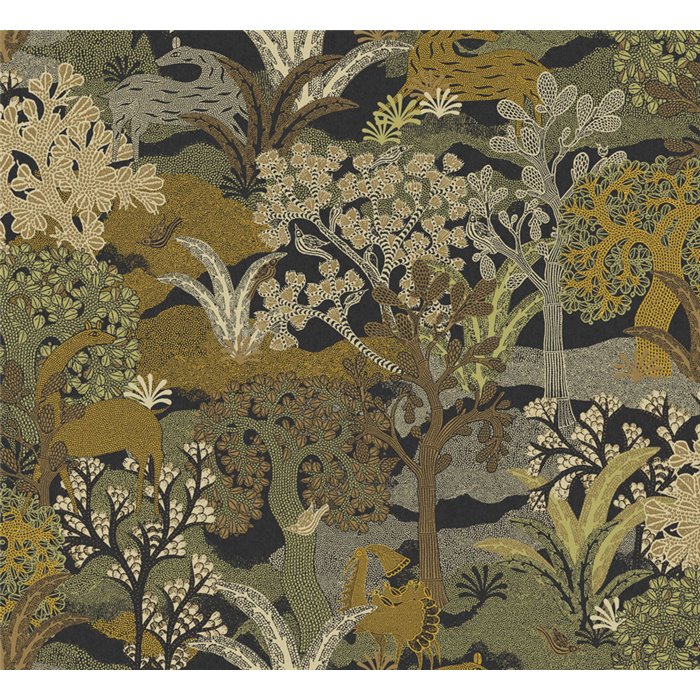 Papel pintado de jungla tropical en tonos oliva · Khroma Amazone ZON505