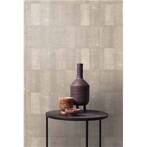 Geometrische Blocktapete in Taupe-Grau 2