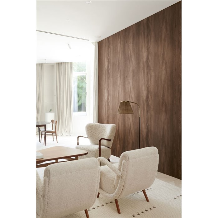 Papel pintado de madera veteada nogal · Khroma Traces TRA302