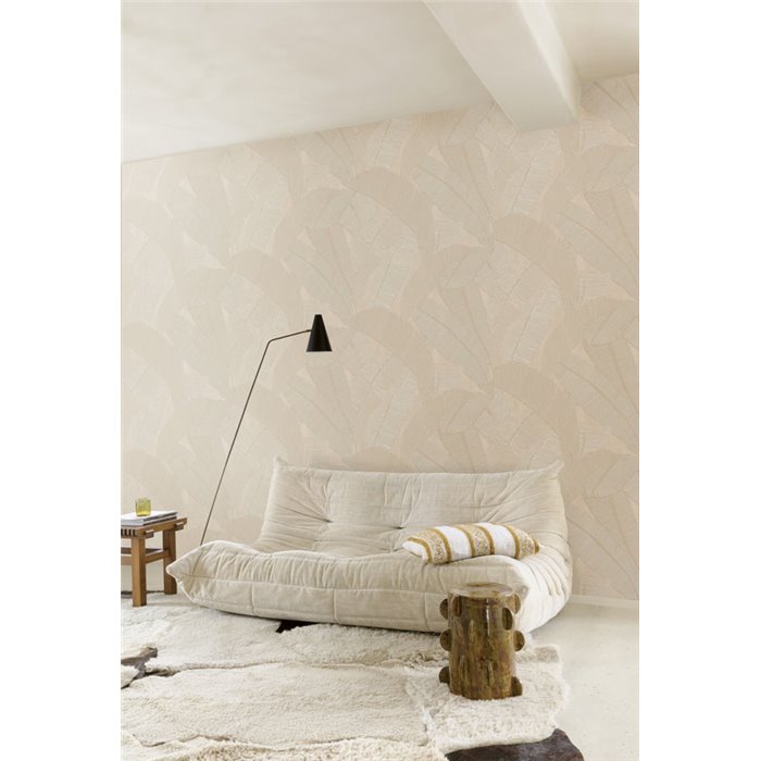 Papel pintado de hojas de plátano beige rosado · Khroma Serica RIC202