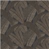Papel pintado hojas de banano marrón sobre negro · Khroma Serica RIC203
