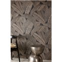 Papel pintado hojas de banano marrón sobre negro · Khroma Serica RIC203