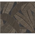 Papel pintado hojas de banano marrón sobre negro · Khroma Serica RIC203