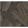 Papel pintado hojas de banano marrón sobre negro · Khroma Serica RIC203