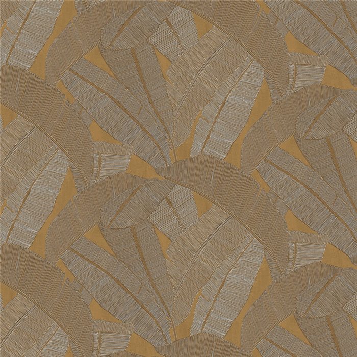 Papier peint feuilles de bananier taupe et doré · Khroma Serica RIC204