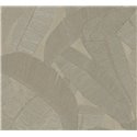 Papel pintado de hojas de banano beige y verde oliva con relieve lineal · Khroma Serica RIC206