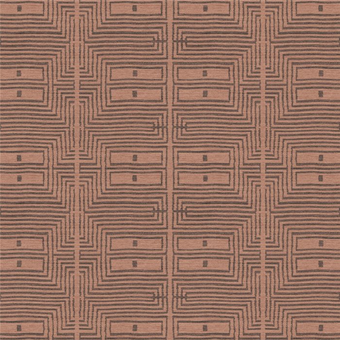 Modern ethnic geometric wallpaper in terracotta and dark brown · Khroma Serica RIC301