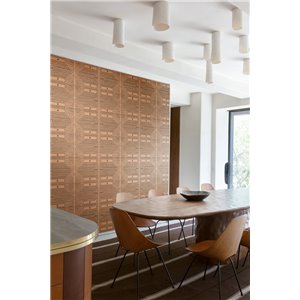 Papel pintado étnico moderno geométrico terracota y marrón 2