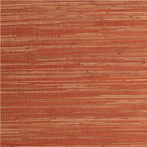 Papel pintado de cáñamo tejido terracota y beige