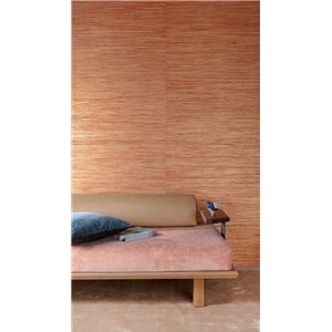 Papel pintado de cáñamo tejido terracota y beige 2