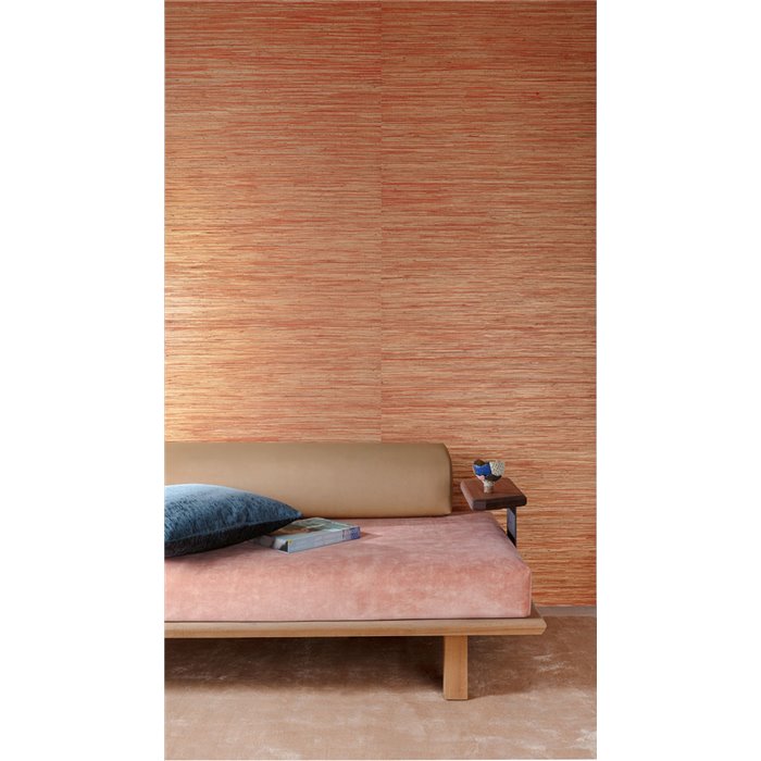Papel pintado de cáñamo tejido terracota y beige · Khroma Serica RIC403