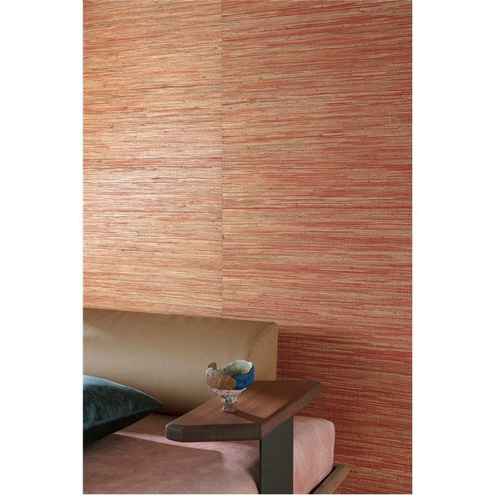 Papel pintado de cáñamo tejido terracota y beige · Khroma Serica RIC403
