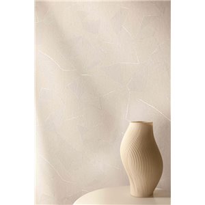 Papel pintado abstracto beige con relieve lineal 2