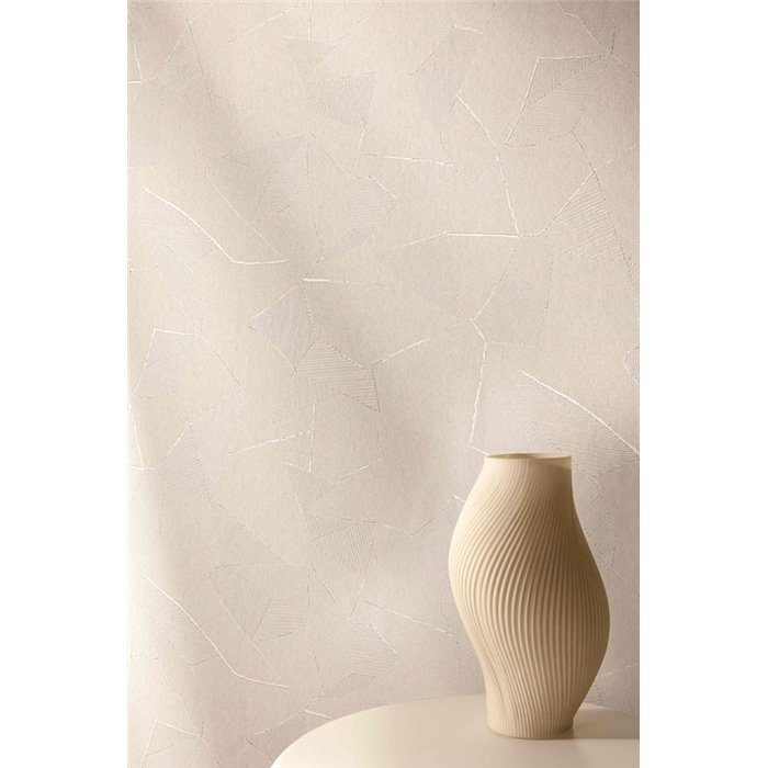 Papel pintado abstracto beige con relieve lineal · Khroma Erosion ERO202