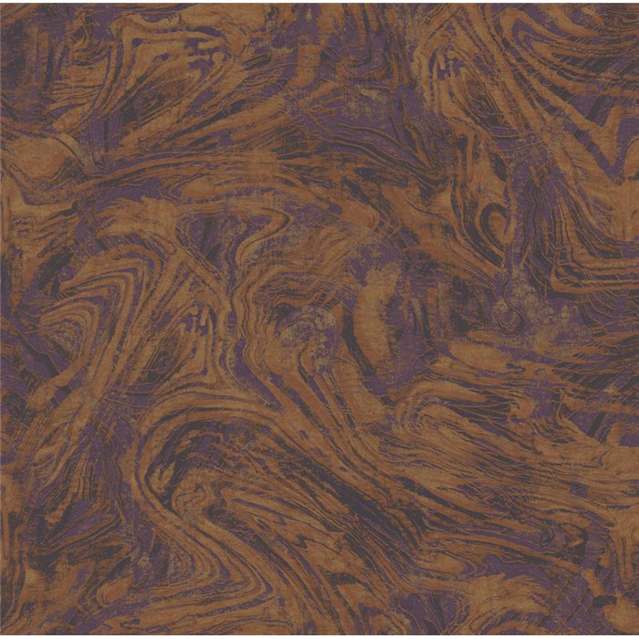 Papel pintado abstracto dorado y violeta metalizado · Khroma Erosion ERO403