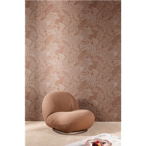 Papier peint floral tropical brun rosé 2