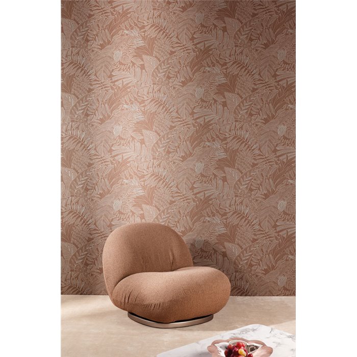 Papier peint floral tropical brun rosé · Khroma Ray RAY201