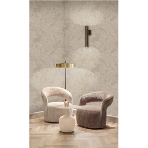 Beige tropical leaf wallpaper with linework 2