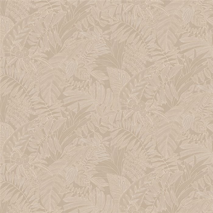 Papel pintado floral tropical beige de dibujo lineal · Khroma Ray RAY204