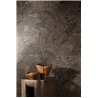 Papel pintado tropical marrón oscuro con hojas bronce · Khroma Ray RAY205