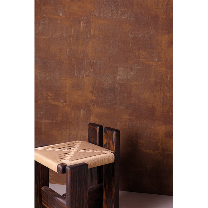 Papier peint effet lin brun vieilli · Khroma Tessura TES002