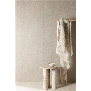Papier peint beige effet tissé à trame verticale 2
