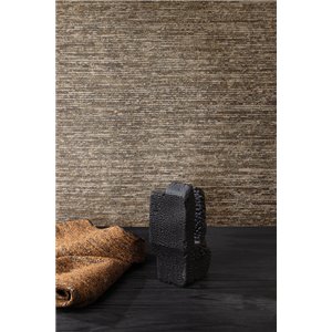 Brown woven-effect wallpaper with pronounced texture 2
