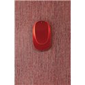 Red woven-effect wallpaper with vertical blue-grey lines · Khroma Tessura TES104