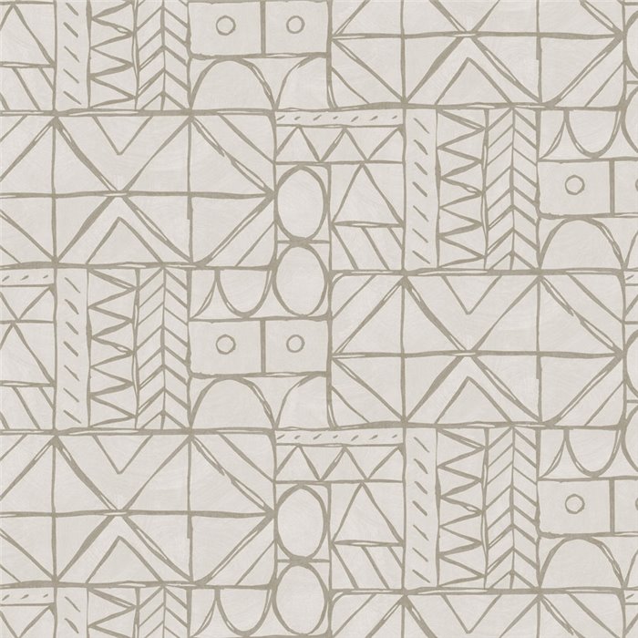 Papier peint bogolan blanc crème · Khroma Tessura TES301