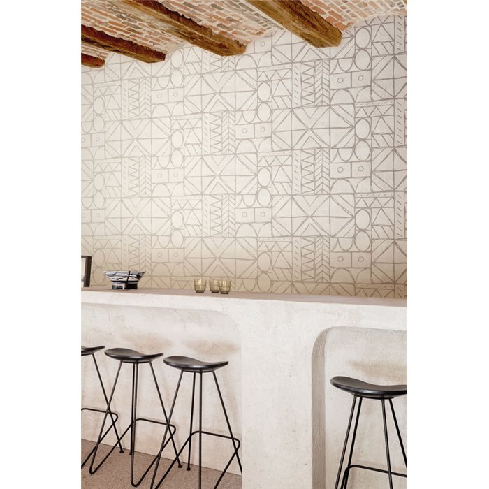 Papier peint bogolan blanc crème · Khroma Tessura TES301