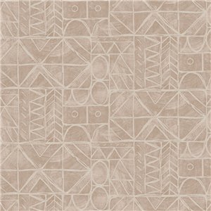 Beige Bogolan geometric wallpaper