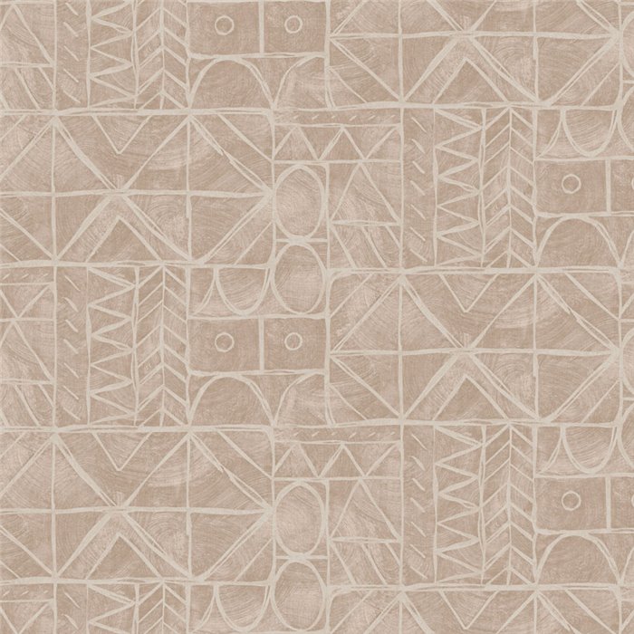 Beige Bogolan geometric wallpaper · Khroma Tessura TES302