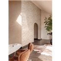 Papier peint géométrique bogolan beige · Khroma Tessura TES302