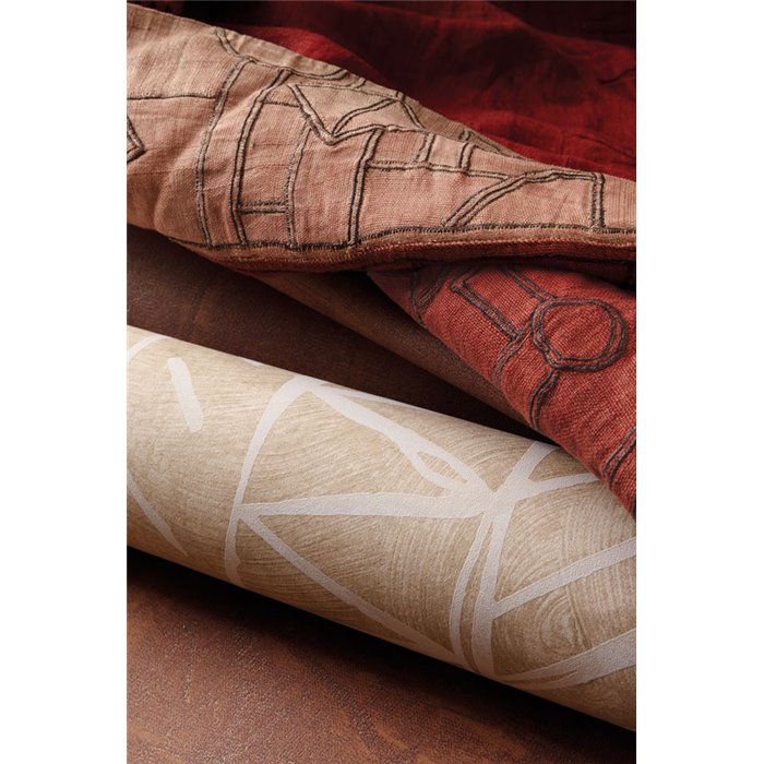 Beige Bogolan geometric wallpaper · Khroma Tessura TES302