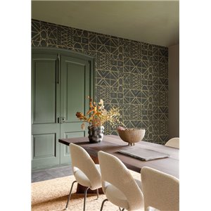 Papier peint bogolan vert mat 2