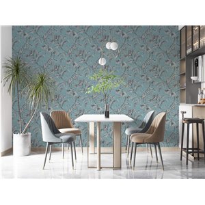Papel pintado hojas tropicales turquesa 2