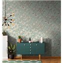 Tropical leaves wallpaper in green and gold ·  82341