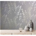 Tapete mit botanischen Blättern in Grau und Gold ·  82343