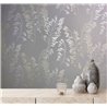 Botanical leaves wallpaper in grey and gold ·  82343