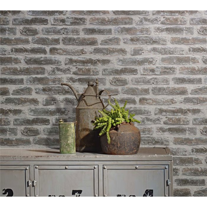 Papier peint brique apparente gris et marron ·  82377