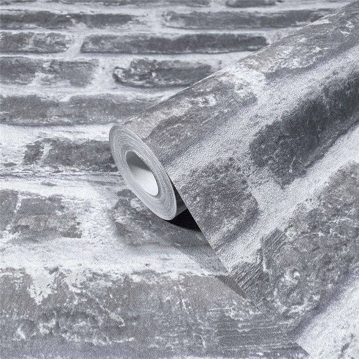 Papier peint effet brique gris industriel ·  82378
