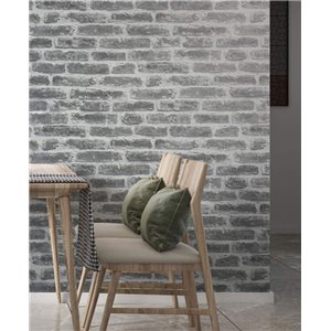 Papel pintado ladrillo visto gris industrial 2