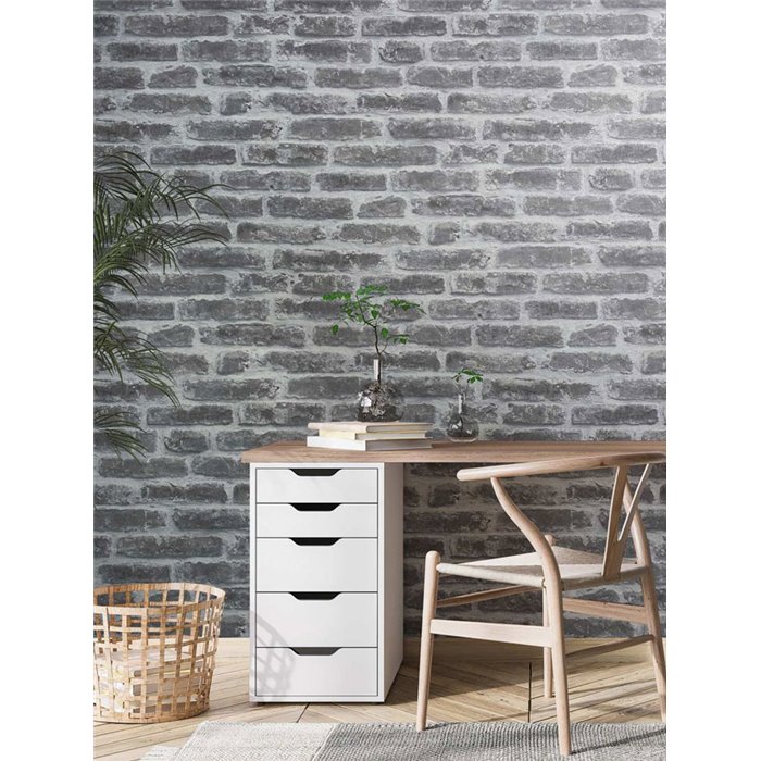 Grey industrial brick effect wallpaper ·  82378