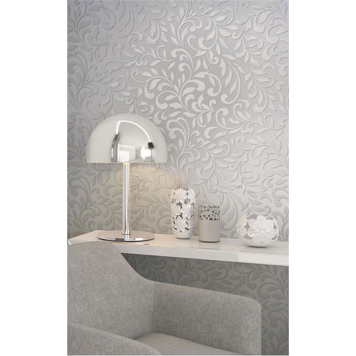 Arabesque silver grey metallic wallpaper ·  82384