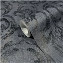 Classic damask wallpaper in dark grey and black ·  82391