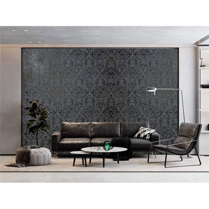 Classic damask wallpaper in dark grey and black ·  82391