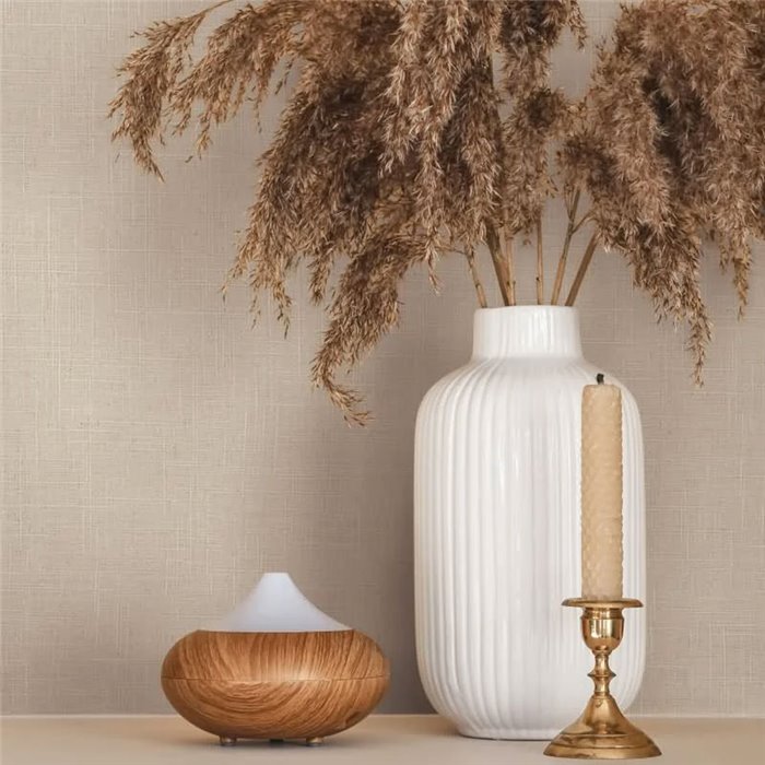 Beige Uni-Tapete in Leinenoptik ·  35762
