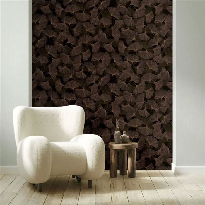 Ginkgo leaf wallpaper in black and copper ·  35779