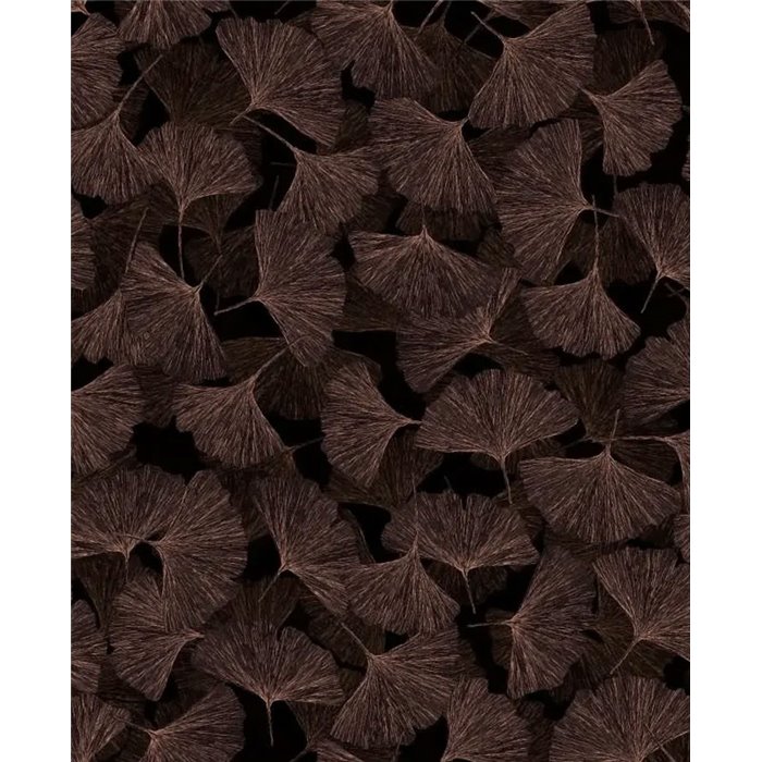 Papel pintado hojas de ginkgo negro y cobre ·  35779